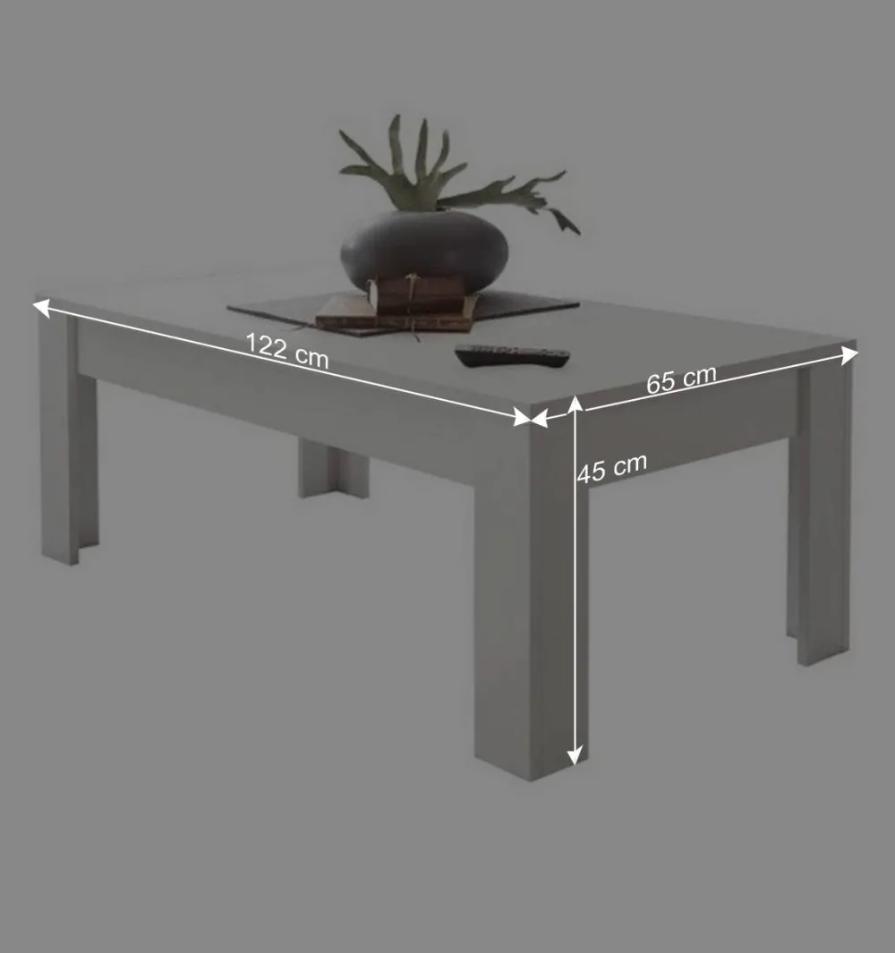 Wohnen 122x45x65 Couchtisch in Weiß lackiert - Mikes