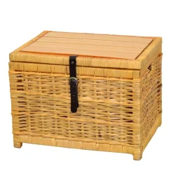 Wohnen Rattanmöbel|Holztruhen*58x44x45 Couchtisch Truhe aus Rattan Geflecht - Valnut