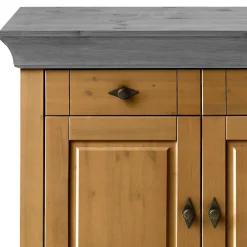 Wohnen 108x85x45 Country Kommode in Kiefer Lauge & Grau - Eshelas