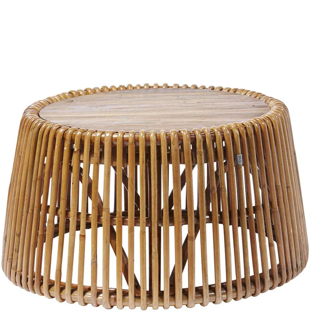 Wohnen Rattanmöbel*69x38x69 Design Couchtisch aus Recyclingholz & Rattan - Valtte