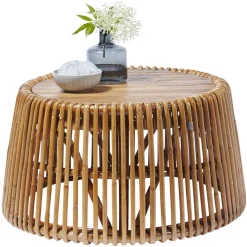 Wohnen Rattanmöbel*69x38x69 Design Couchtisch aus Recyclingholz & Rattan - Valtte