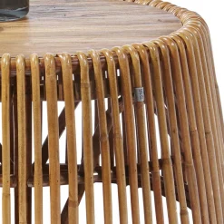 Wohnen Rattanmöbel*69x38x69 Design Couchtisch aus Recyclingholz & Rattan - Valtte