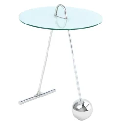 Wohnen 46x60x46 Design Glastisch in Weiß & Silber - Twinta