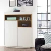 Wohnen 99x135x40 Design Highboard in Weiß & Eiche - Rucian