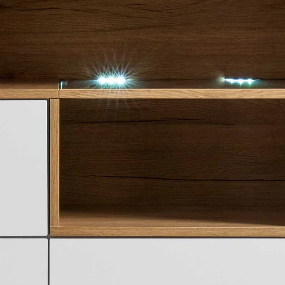 Wohnen 99x135x40 Design Highboard in Weiß & Eiche - Rucian