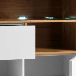 Wohnen 99x135x40 Design Highboard in Weiß & Eiche - Rucian