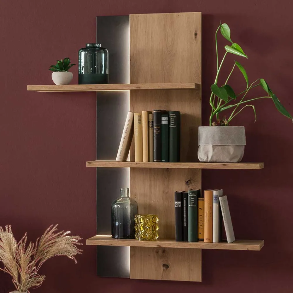 Wohnen Esszimmerregale|Regale*95x118x25 Design Hängeregal in Eiche Optik - Nikdus