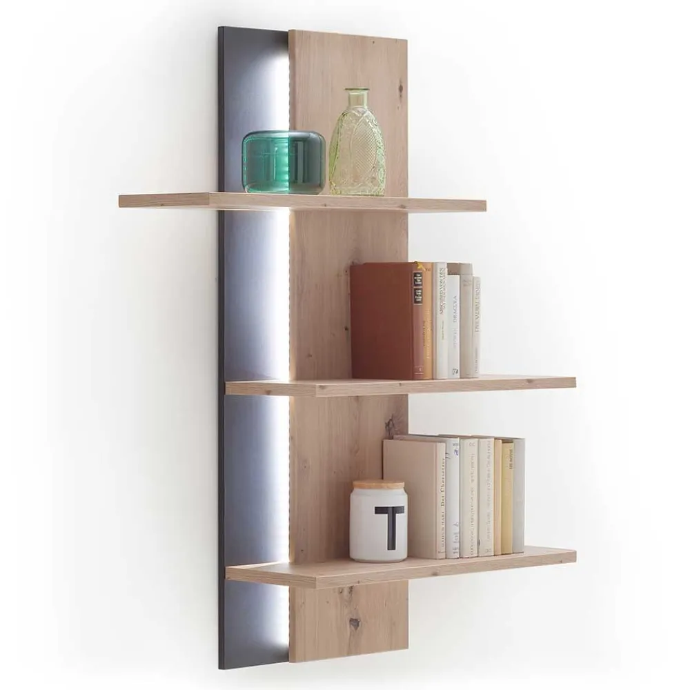 Wohnen Esszimmerregale|Regale*95x118x25 Design Hängeregal in Eiche Optik - Nikdus