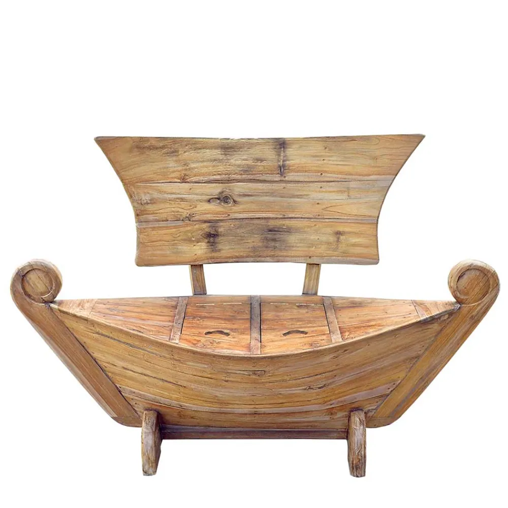 Wohnen 145x99x65 Design Holzbank in Boot Optik - Teako