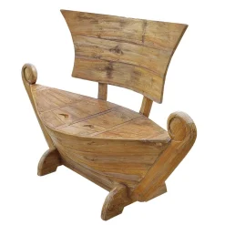 Wohnen 145x99x65 Design Holzbank in Boot Optik - Teako