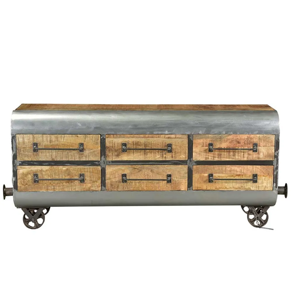 Wohnen Designermöbel*150x66x43 Design Kommode im Zugwaggon Look - Bahiro