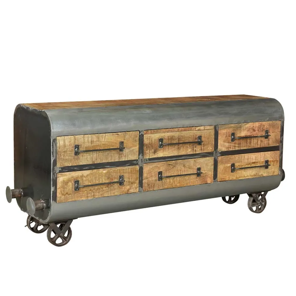 Wohnen Designermöbel*150x66x43 Design Kommode im Zugwaggon Look - Bahiro