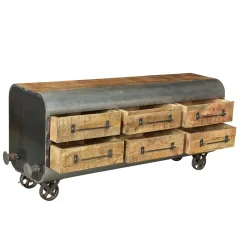 Wohnen Designermöbel*150x66x43 Design Kommode im Zugwaggon Look - Bahiro