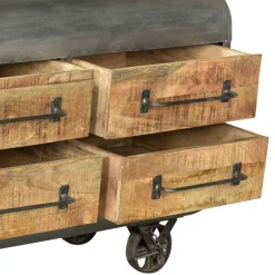 Wohnen Designermöbel*150x66x43 Design Kommode im Zugwaggon Look - Bahiro