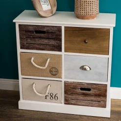 Wohnen Landhausmöbel|Flurkommoden*70x72x30 Design Kommode mit sechs Schubladen - Amare