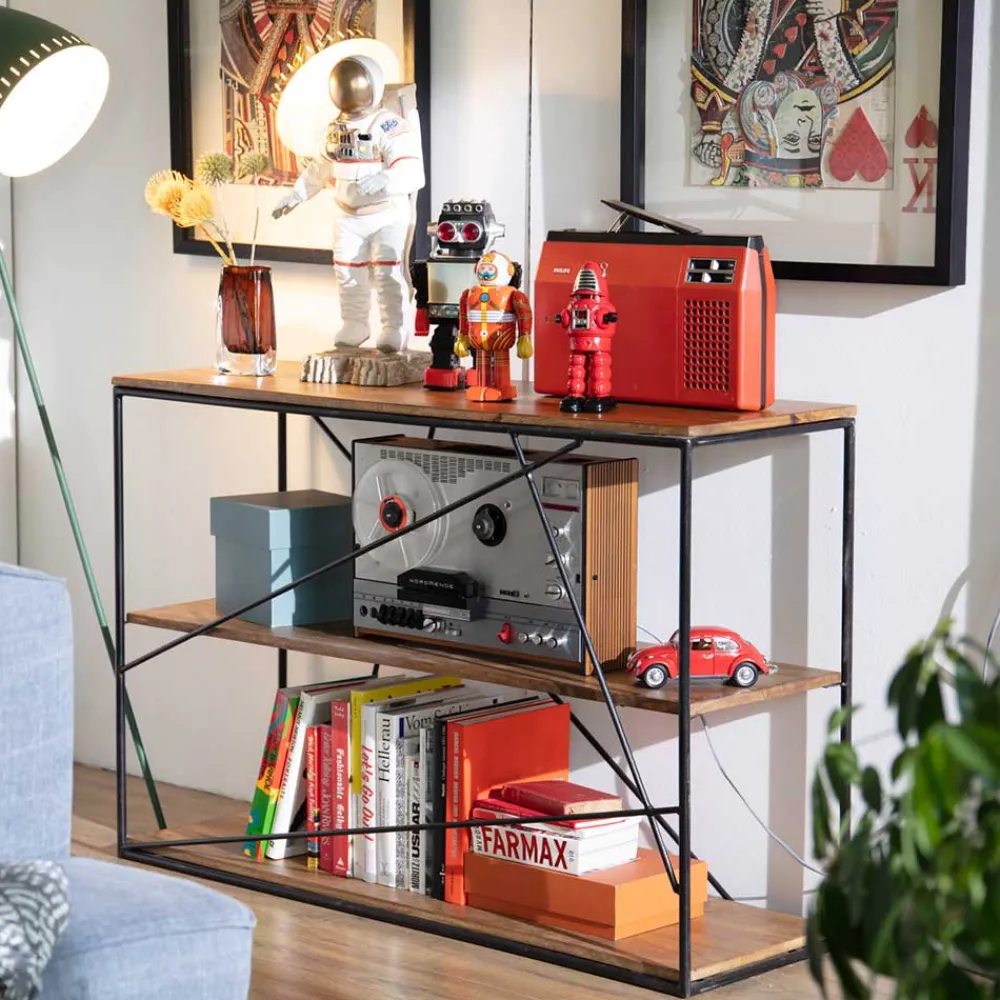 Wohnen 120x82x40 Design Regal aus Stahl & Holz - Offia