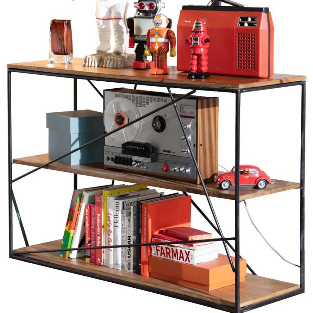 Wohnen 120x82x40 Design Regal aus Stahl & Holz - Offia
