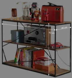 Wohnen 120x82x40 Design Regal aus Stahl & Holz - Offia