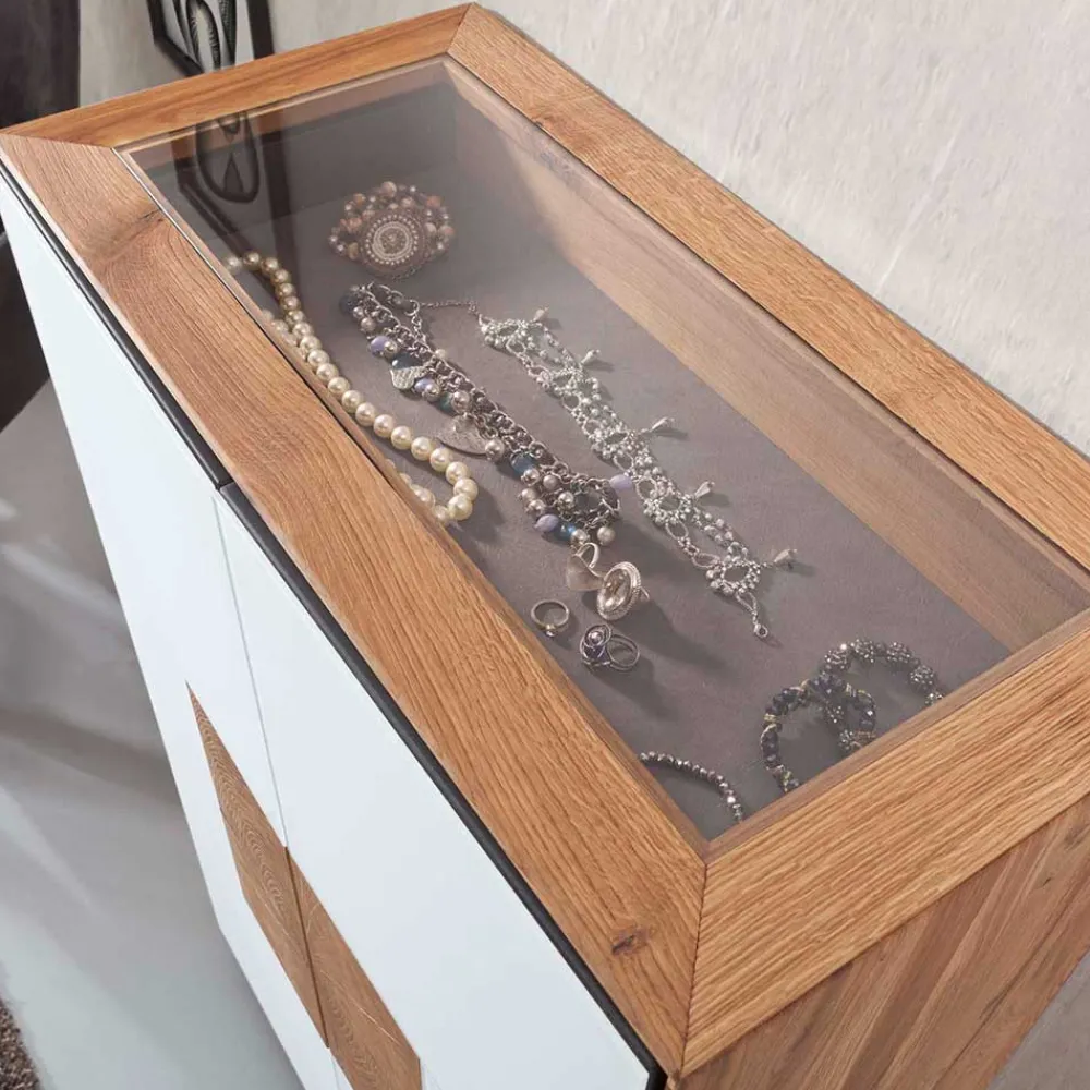 Wohnen 72x112x37 Design Schrank mit Glas Deckel - Mandrey