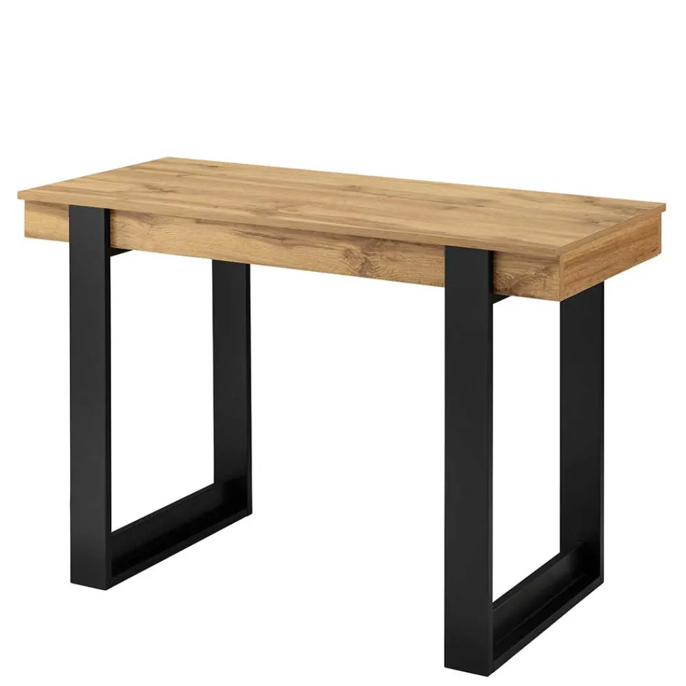 Wohnen 110x76x50 Design Schreibtisch in Eiche & Schwarz - Flossi