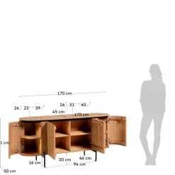 Wohnen Designermöbel*170x81x50 Design Sideboard in ovaler Form - Ilvenda