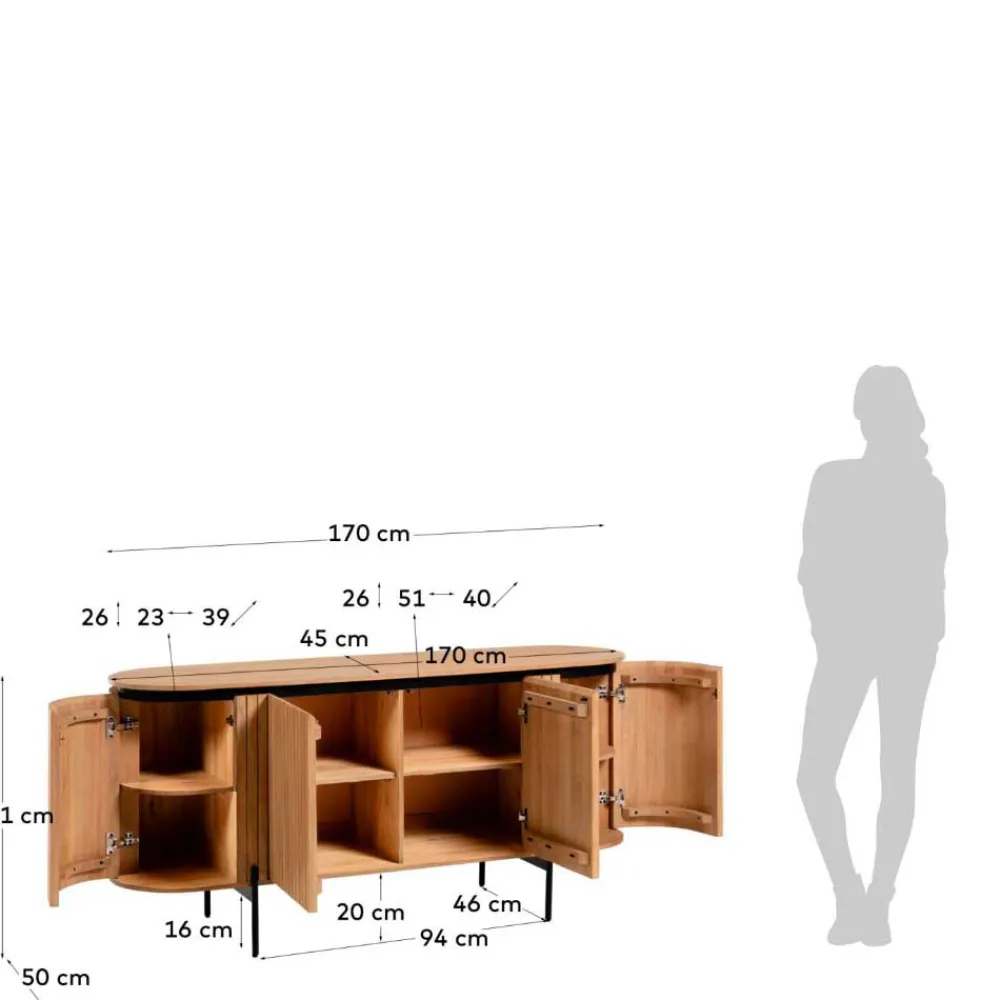Wohnen Designermöbel*170x81x50 Design Sideboard in ovaler Form - Ilvenda