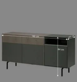 Wohnen Graue Möbel|Küchenschränke*180x84x45 Design Sideboard zweifarbig - Ajevos