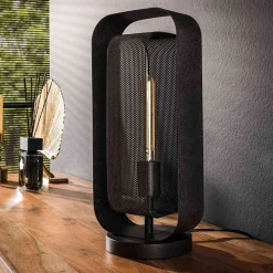 Wohnen 18x41x14 Design Tischleuchte in Schwarzgrau - Evnanus