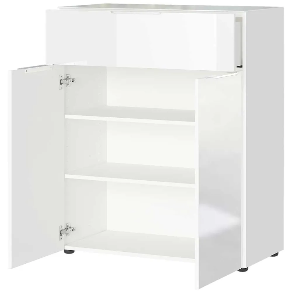 Wohnen 83x101x42 Design Vertiko in Weiß mit Glas - Soraga