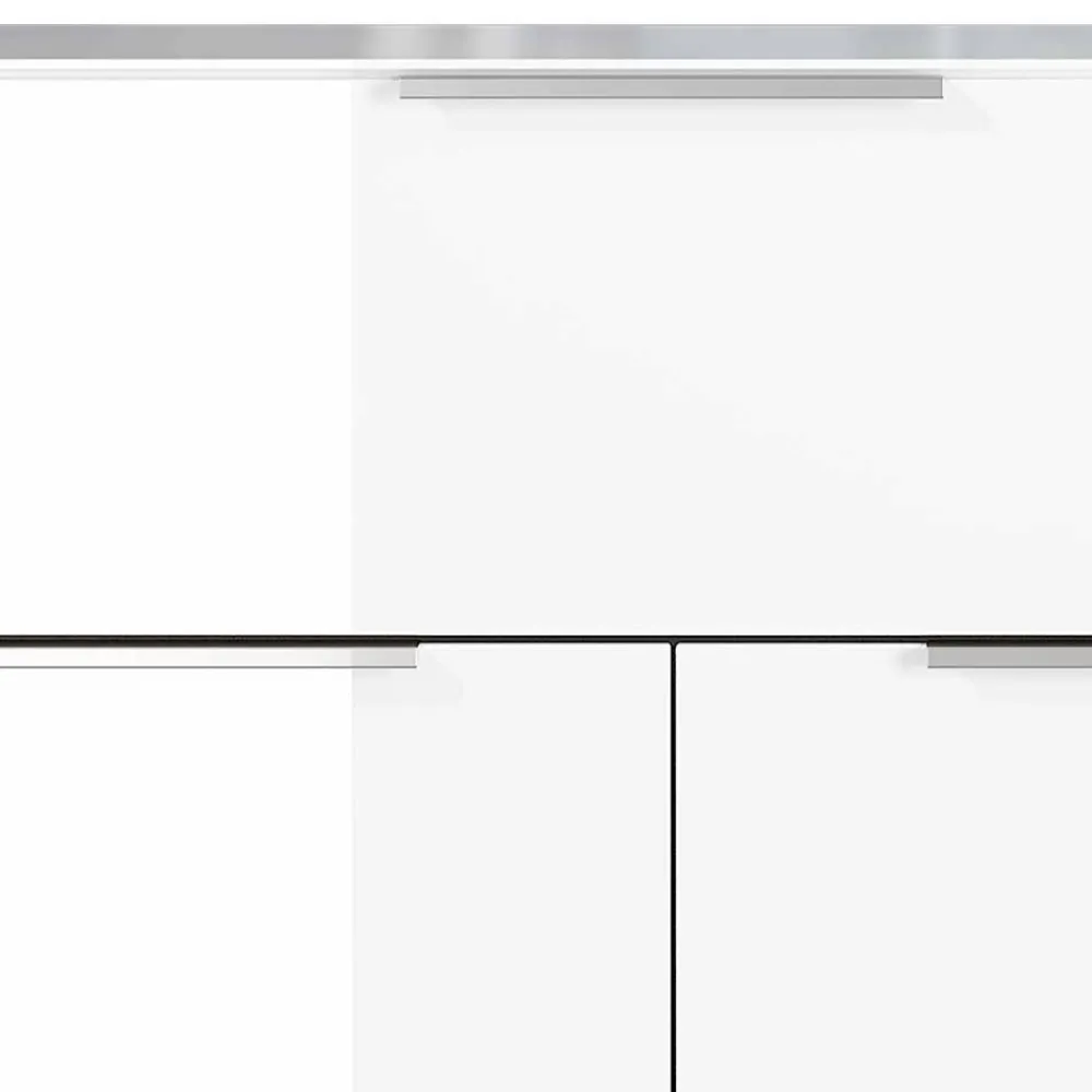 Wohnen 83x101x42 Design Vertiko in Weiß mit Glas - Soraga