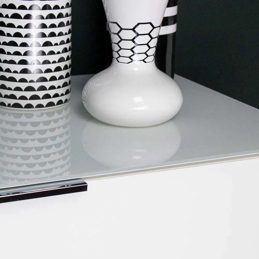 Wohnen 83x101x42 Design Vertiko in Weiß mit Glas - Soraga