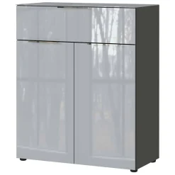 Wohnen Flurkommoden*83x102x42 Design Vertiko mit Glas Front - Ruudy