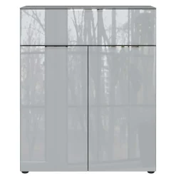 Wohnen Flurkommoden*83x102x42 Design Vertiko mit Glas Front - Ruudy