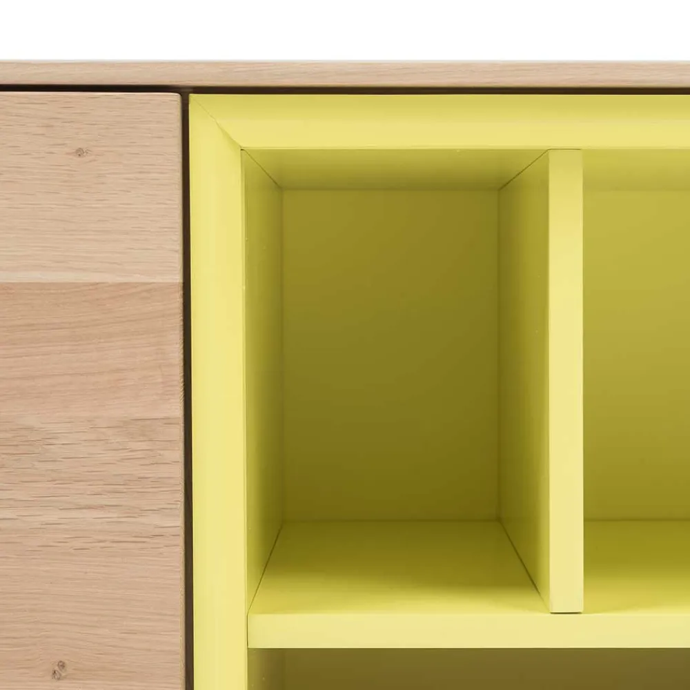Wohnen Sideboards & Kommoden|Tv & Hifi-Möbel*205x63x40 Designer Lowboard in Eiche Bianco & Gelb - Enifra