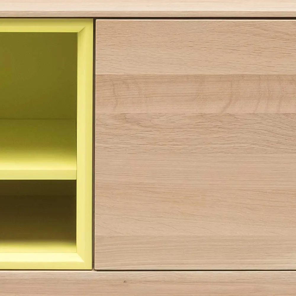 Wohnen Sideboards & Kommoden|Tv & Hifi-Möbel*205x63x40 Designer Lowboard in Eiche Bianco & Gelb - Enifra