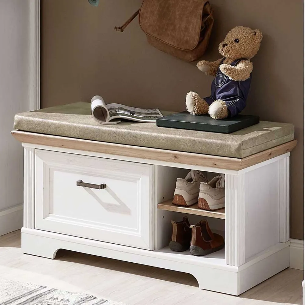 Wohnen 93x49x41 Dielenbank mit Stauraum - Nurelcas