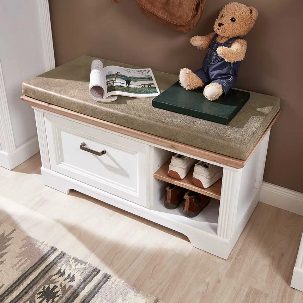 Wohnen 93x49x41 Dielenbank mit Stauraum - Nurelcas