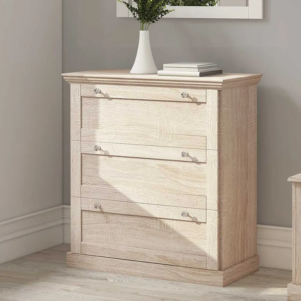 Wohnen 75x80x35 Dielenkommode in Holznachbildung Eiche - Onjedda