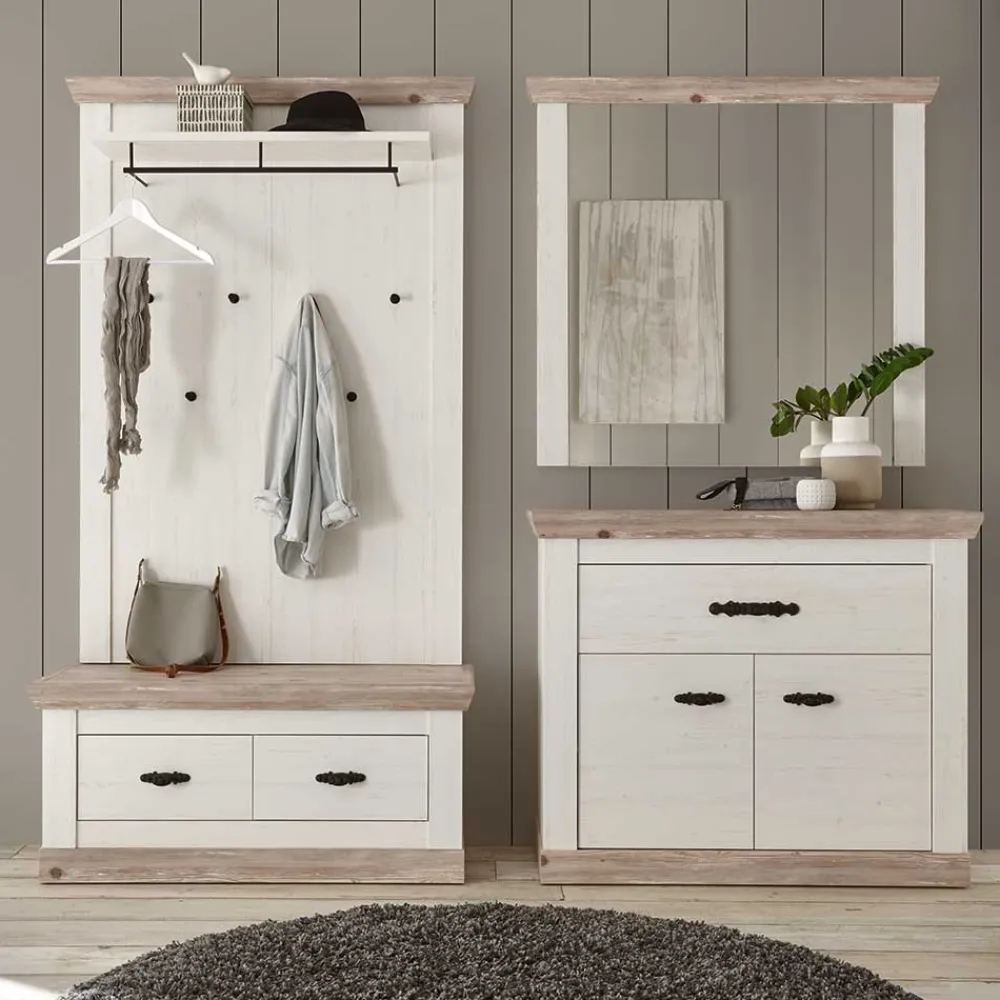 Wohnen 214x200x45 Dielenmöbel Kombi - Nedita (vierteilig)