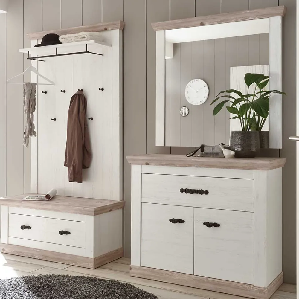 Wohnen 214x200x45 Dielenmöbel Kombi - Nedita (vierteilig)