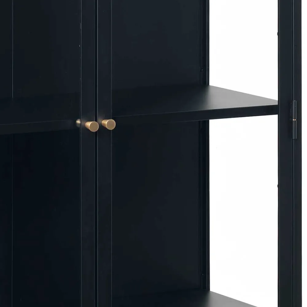 Wohnen Glasmöbel|Wohnzimmerschränke*90x190x40 Doppeltür Vitrine aus Metall - Butoaie