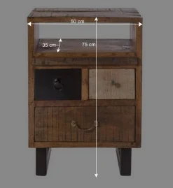 Wohnen Flurkommoden*50x75x35 Echtholz Kommode aus Recyclingholz - Bahiro