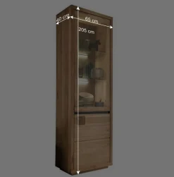 Wohnen Esszimmer-Vitrinen*65x205x40 Echtholz Vitrine aus Wildeiche - Embleys