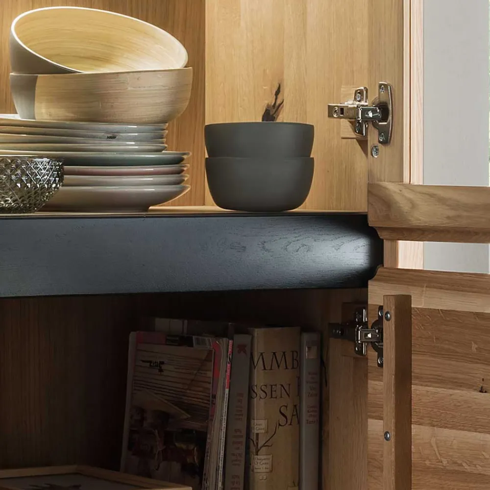 Wohnen Esszimmer-Vitrinen*65x205x40 Echtholz Vitrine aus Wildeiche - Embleys