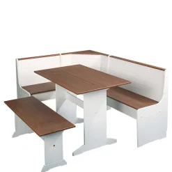 Wohnen Küchenbänke|Esszimmerbänke*110x45x37 Esszimmerbank in Weiß & Braun - Vatina