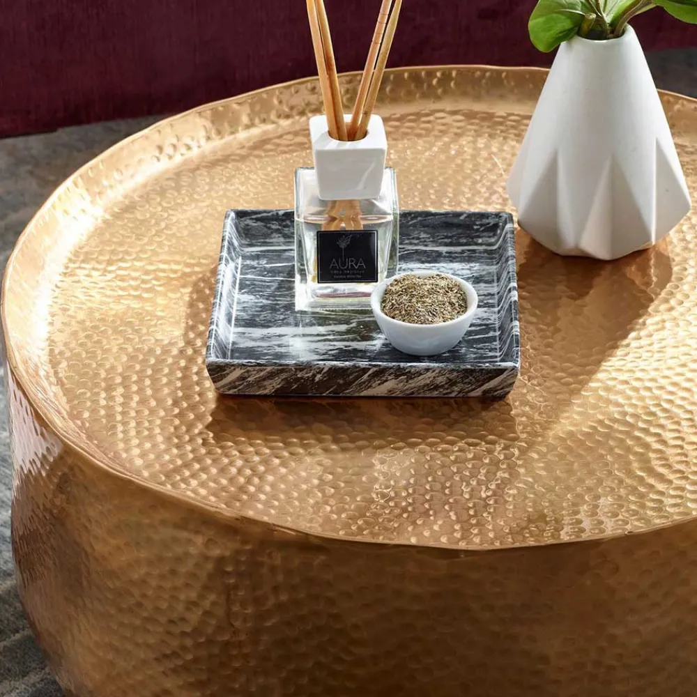 Wohnen Designermöbel*60x35x60 Fassförmiger Couchtisch in Gold - Aspect