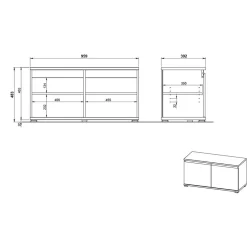 Wohnen 96x40x40 Flurbank mit zwei Türen - Orsecca