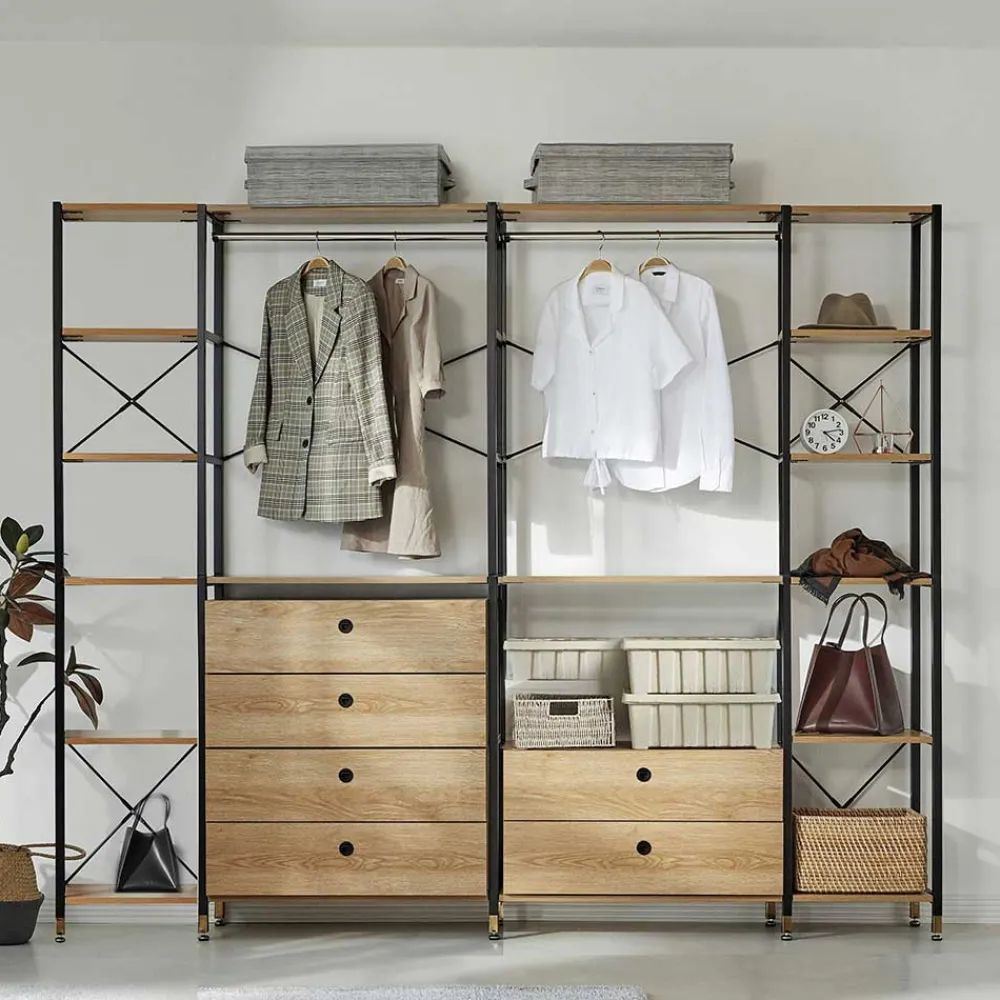 Wohnen Loft Möbel|Industrial Möbel*253x210x30 Garderobe - offener Kleiderschrank - Borgetto