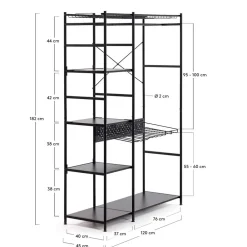 Wohnen 120x182x45 Garderoben Regal mit Stange - Nalisha