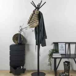 Wohnen Bürogarderoben|Kleiderständer*40x181x40 Garderobenständer aus schwarzem Stahl - Rolans